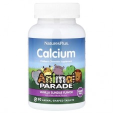 NaturesPlus, Animal Parade®, жувальна добавка з кальцієм для дітей, ванільне морозиво, 90 таблеток у формі тварин